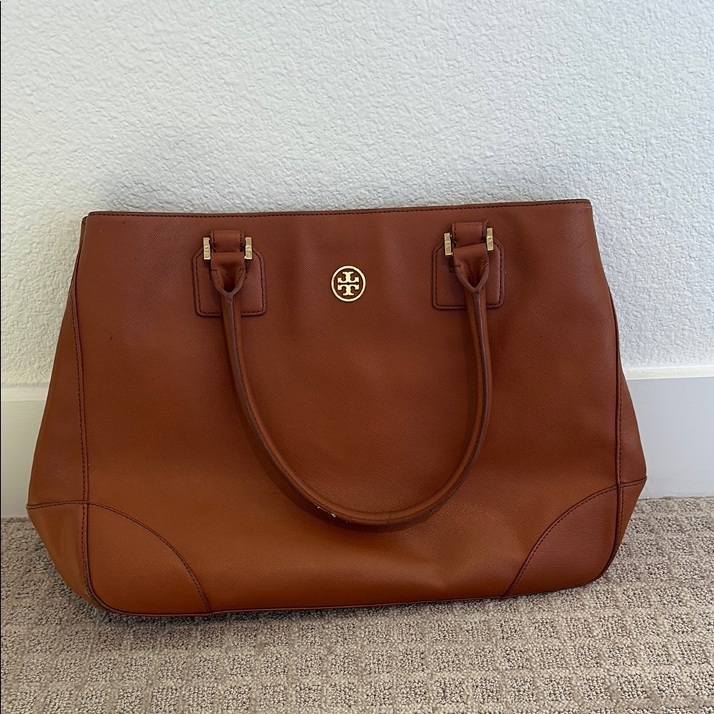 Tory Burch Brown Pebbled Leather Tote